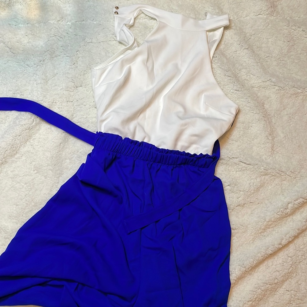 Blue and white Fashion Nova Jumpsuit